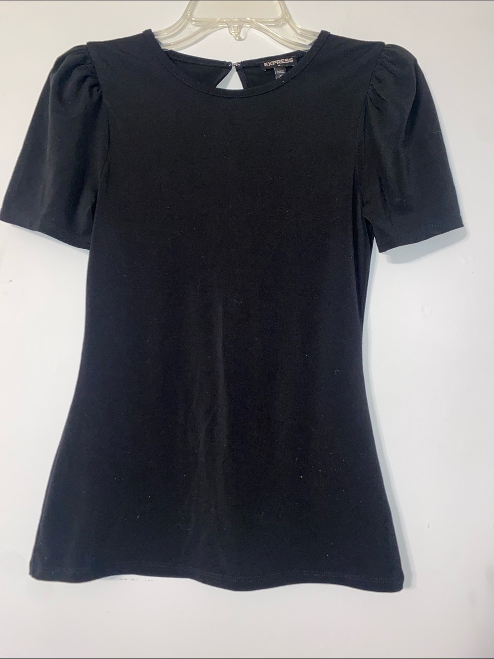 Express Black Puff Sleeve Short Sleeve Tee
